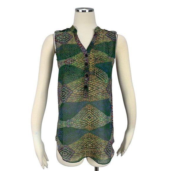 Love Notes Tops - Love Notes NWT Sleeveless Semi Sheer XS Tunic Top See Through Multicolor Animal